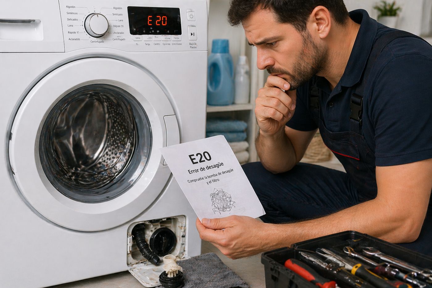 Código de error E20 en lavadora